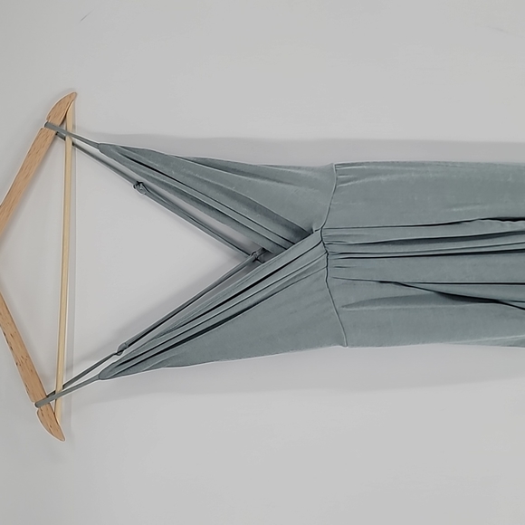 Lulu's Dreamy Date Sage Blue Surplice Midi Dress - Picture 4 of 12